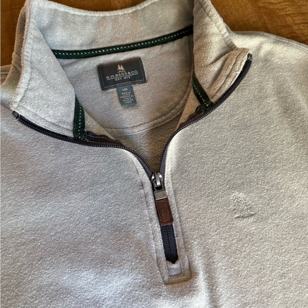 G.H. Bass & Co. Sweater Men’s Size Large 1/4 Zip Gray Pullover - Picture 2 of 9